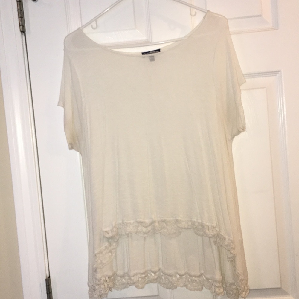 White shirt with floral lacing